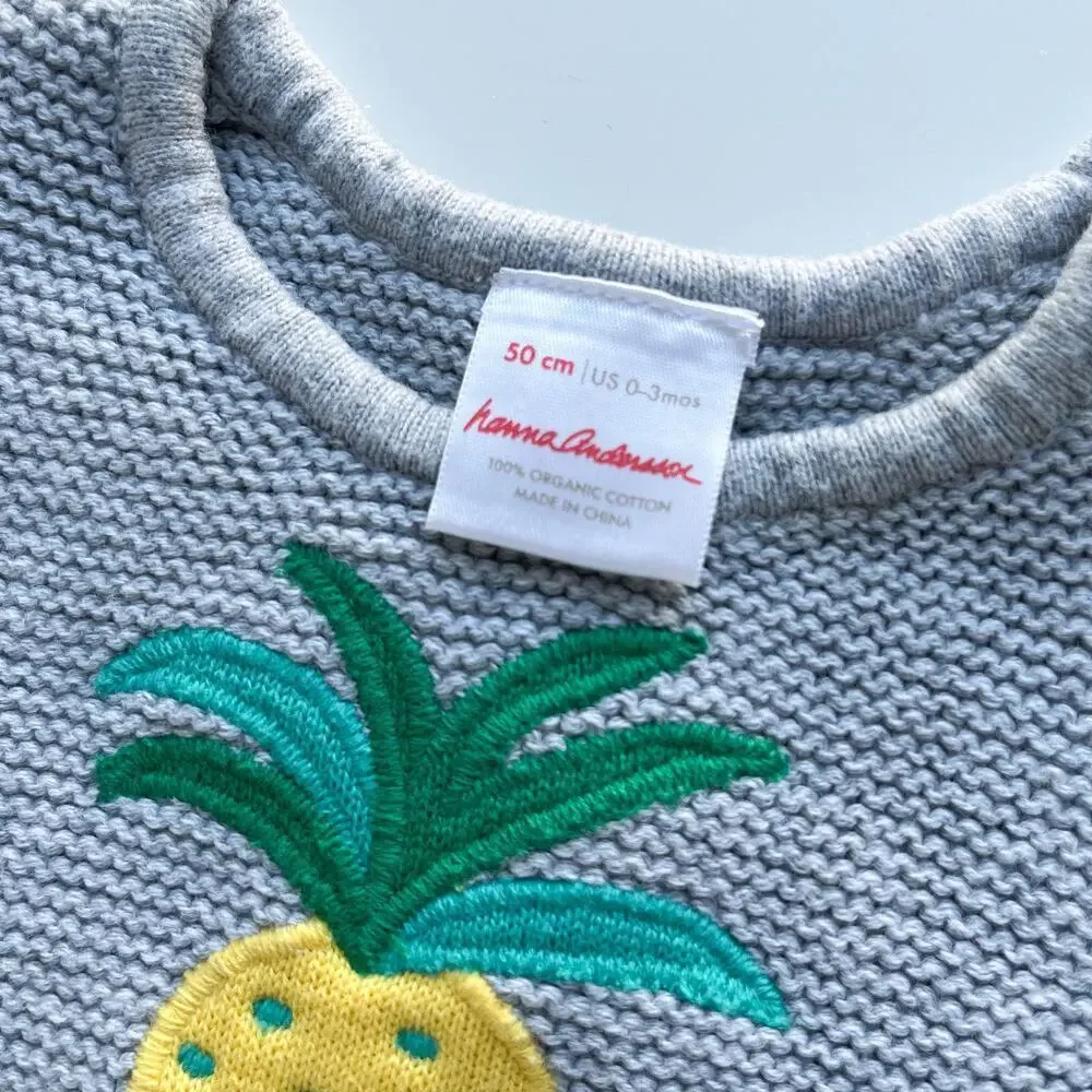 Hanna Andersson Baby Set Pineapple Soft Top & Shorts 0-3 Months 50cm‎ Organic
